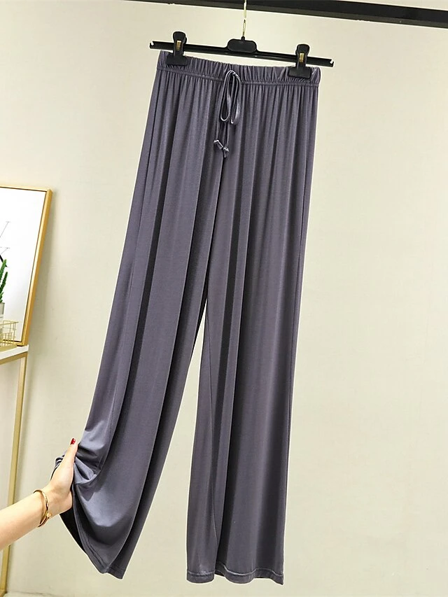 Women's Loungewear Pants Pure Color Casual Comfort Soft Home Daily Vacation Modal Breathable Long Pant Pant Elastic Waist Summer Fall Light Pink Black 2 Women's Loungewear Pants Pure Color Casual Comfort Soft Home Daily Vacation Modal Breathable Long Pant Pant Elastic Waist Summer Fall Light Pink Black - Image 2