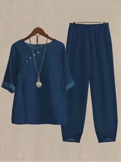 Women's 2 Piece Loungewear Sets Linen Breathable Crew Neck Half Sleeve T Shirts And Wide Leg Pants Cat Butterfly Leave Print Summer Spring Navy Blue Green S 6XL 6 Women's 2 Piece Loungewear Sets Linen Breathable Crew Neck Half Sleeve T Shirts And Wide Leg Pants Cat Butterfly Leave Print Summer Spring Navy Blue Green S 6XL -Deals The Sexy Bra Store egatwc1679973740365