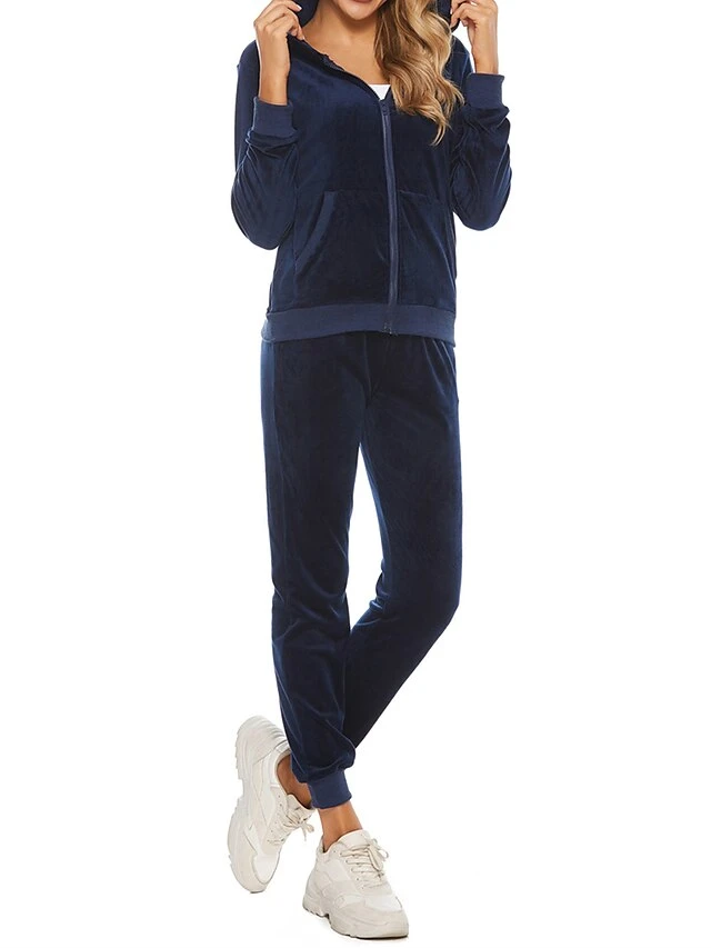 Women's Velvet Lounge Sets Sweatsuit Pure Color Fashion Comfort Soft Home Daily Bed Polyester Breathable Hoodie Long Sleeve Cardigan Pant Pocket Fall Winter Black Wine 7 Women's Velvet Lounge Sets Sweatsuit Pure Color Fashion Comfort Soft Home Daily Bed Polyester Breathable Hoodie Long Sleeve Cardigan Pant Pocket Fall Winter Black Wine - Image 7