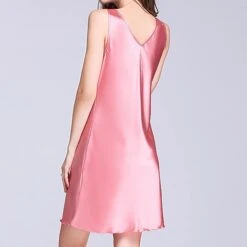 Women‘s Christmas Pajamas Nightgown Nighty Pjs Pure Color Simple Comfort Xmas Home Daily Bed Satin Breathable Gift Straps Sleeveless Spring Summer Light Pink White Powder / Silk -Deals The Sexy Bra Store ehnlpu1635412662274