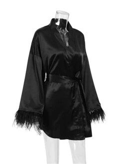 Women's Pajamas Bathrobe Robes Gown Pure Color Simple Casual Comfort Wedding Party Satin Breathable V Wire Long Sleeve Feather Fall Winter Black White 39 Women's Pajamas Bathrobe Robes Gown Pure Color Simple Casual Comfort Wedding Party Satin Breathable V Wire Long Sleeve Feather Fall Winter Black White -Deals The Sexy Bra Store ehpvba1692861981065