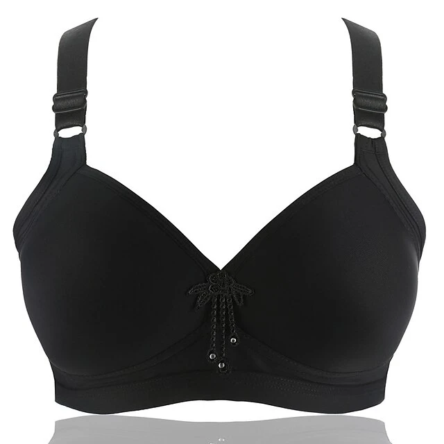 Women's Push Up Bras Wireless Bras Full Coverage Pure Color Hook & Eye Cotton 1PC Black Purple / Plus Size 5 Women's Push Up Bras Wireless Bras Full Coverage Pure Color Hook & Eye Cotton 1PC Black Purple / Plus Size - Image 5