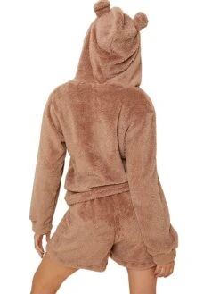 Women's Loungewear Sets Pure Color Maillard Fashion Plush Casual Home Daily Bed Flannel Breathable Hoodie Long Sleeve Hoodie Shorts Fall Winter Brown -Deals The Sexy Bra Store eltcvx1691654769335