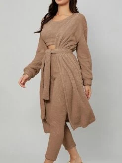 Women's Pajamas Sets Pure Color Fashion Casual Soft Home Daily Bed Polyester Breathable Crew Neck Long Sleeve Robe Top Pant Fall Winter Black White -Deals The Sexy Bra Store elutap1691566007291