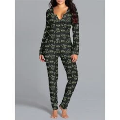 Women's Pajamas Jumpsuit Cat Ghost Retro Gothic Punk & Gothic Halloween Carnival Polyester Breathable V Wire Long Sleeve Fall Winter Black White 25 Women's Pajamas Jumpsuit Cat Ghost Retro Gothic Punk & Gothic Halloween Carnival Polyester Breathable V Wire Long Sleeve Fall Winter Black White -Deals The Sexy Bra Store emyphz1692257138580