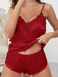Women's Loungewear Sets 2 Pieces Pure Color Fashion Casual Comfort Street Daily Date Polyester Breathable Straps Sleeveless Shorts Summer Fall Pink Red -Deals The Sexy Bra Store engjae1690277181782