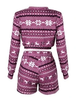 Women‘s Christmas Pjs Sets 2 Pieces Flower Comfort Soft Xmas Street Daily Breathable Gift Crew Neck Long Sleeve Shorts Elastic Waist Winter Fall Blue Purple -Deals The Sexy Bra Store eoqcwv1662459328825