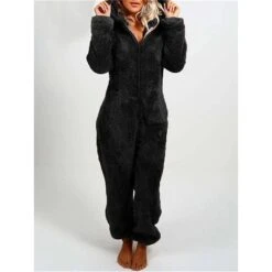 Women's Plus Size Onesie Pajama For Adult Pure Color Warm Fashion Plush Home Christmas DailyWarm Hoodie Long Sleeve Fall Winter Black Red 7 Women's Plus Size Onesie Pajama For Adult Pure Color Warm Fashion Plush Home Christmas DailyWarm Hoodie Long Sleeve Fall Winter Black Red -Deals The Sexy Bra Store eqicem1694164363795