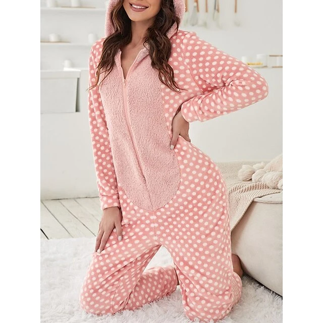 Women's Onesie Pajama Elk Warm Casual Christmas Daily Flannel Hoodie Long Sleeve Fall Winter Pink 1 Women's Onesie Pajama Elk Warm Casual Christmas Daily Flannel Hoodie Long Sleeve Fall Winter Pink