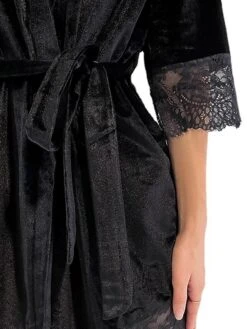 Women's Pajamas Bathrobe Robes Gown Pure Color Simple Casual Comfort Home Daily Bed Velvet Breathable V Wire Half Sleeve Belt Included Fall Winter Black Pink -Deals The Sexy Bra Store etesfi1693379815711