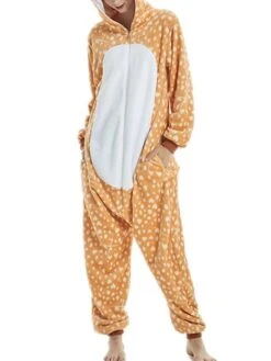 Women's Bodysuits Onesie Pajamas Tie Dye Stripe Fashion Lovers Hot Home Bed Valentine‘s DayWarm Hoodie Long Sleeve Fall Winter Yellow Brown