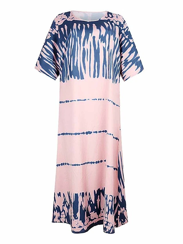 Women's Loungewear Dress Tie Dye Simple Casual Comfort Home Daily Bed Polyester Breathable Crew Neck Half Sleeve Dress Summer Spring White Pink 5 Women's Loungewear Dress Tie Dye Simple Casual Comfort Home Daily Bed Polyester Breathable Crew Neck Half Sleeve Dress Summer Spring White Pink - Image 5