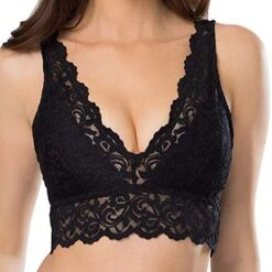 Women's Deep V Neck Unpadded Lace Long Line Plunge Bralette Bra -Deals The Sexy Bra Store eyfblm1600846586368