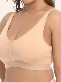 Women's Wireless Bras Padded Bras Fixed Straps Full Coverage Deep U Breathable Pure Color Hook & Eye Date Casual Daily Cotton 1PC Black Khaki / Plus Size / Bras & Bralettes / 1 PC / Plus Size -Deals The Sexy Bra Store ezavul1658916781140