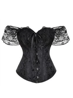 Women's Pink Corsets Dark Blue Corsets Shapewear Flower Corsets Party Halloween Going Out Polyester Breathable Bandeau Short Sleeve Backless Summer Spring Black White -Deals The Sexy Bra Store ezcmfw1697170323383