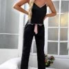 Women's Pajamas Pajama Top And Pant Sets Pure Color Simple Casual Soft Home Daily Bed Satin Breathable Straps Sleeveless Strap Top Pant Summer Spring Lotus Pink Black