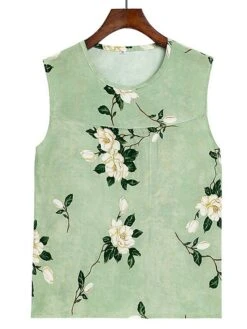 Women's Plus Size Pajama Cotton Top And Pant Sets 2Pcs Floral Print Fashion Casual Comfort Home Daily Vacation Breathable Crew Neck Sleeveless Tank Top Pants Summer Spring Yellow Light Green -Deals The Sexy Bra Store fcjtiz1683783107538