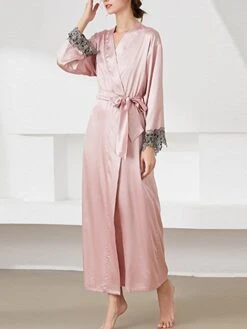 Women's Satin Silk Bathrobe Robe Embroidered Lace Decoration Long Sleeve Nightgown Pure Color Fashion Casual Comfort Home Daily Bed Summer Fall Black Pink 14 Women's Satin Silk Bathrobe Robe Embroidered Lace Decoration Long Sleeve Nightgown Pure Color Fashion Casual Comfort Home Daily Bed Summer Fall Black Pink -Deals The Sexy Bra Store fdtxdx1689506608169