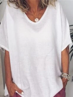 Women's Plus Size Loungewear Top Pure Color Basic Casual Comfort Home Daily Vacation Cotton Breathable Crew Neck Half Sleeve T Shirt Tee Summer Spring White Yellow -Deals The Sexy Bra Store ffasre1684838967913