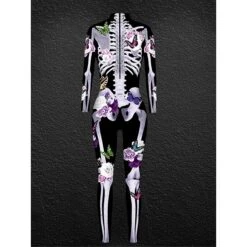 Women's Onesie Skeleton Retro Punk & Gothic Halloween Polyester Breathable Stand Collar Long Pant Fall Winter Black White 20 Women's Onesie Skeleton Retro Punk & Gothic Halloween Polyester Breathable Stand Collar Long Pant Fall Winter Black White -Deals The Sexy Bra Store ffcucy1695712992534