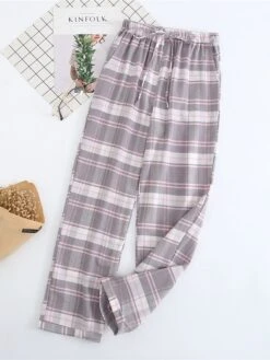 Women's Christmas Lounge Pants Grid / Plaid Simple Casual Xmas Comfort Cotton Breathable Pant Pocket Elastic Waist Fall Winter Pink Plaid Black And White Plaid -Deals The Sexy Bra Store fgiiob1695281850197