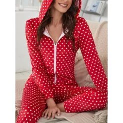 Women's Onesie Pajamas Elk Dot Warm Casual Xmas Home Christmas BedHoodie Long Sleeve Fall Winter Red 9 Women's Onesie Pajamas Elk Dot Warm Casual Xmas Home Christmas BedHoodie Long Sleeve Fall Winter Red -Deals The Sexy Bra Store fhltjt1695023632010