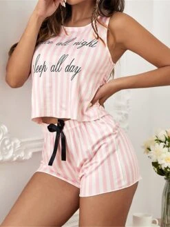 Women's Pajamas Pajama Top And Pant Sets Stripe Fashion Casual Soft Home Daily Bed Polyester Breathable Crew Neck Sleeveless Shorts Summer Spring Yellow Pink 8 Women's Pajamas Pajama Top And Pant Sets Stripe Fashion Casual Soft Home Daily Bed Polyester Breathable Crew Neck Sleeveless Shorts Summer Spring Yellow Pink -Deals The Sexy Bra Store fiakuc1680601265313