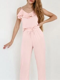 Women's Pajamas Pajama Top And Pant Sets Pure Color Hot Casual Comfort Home Daily Bed Satin Breathable Straps Sleeveless Strap Top Pant Spring Summer Black Pink -Deals The Sexy Bra Store fincam1675750300433