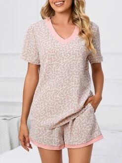 Women's Plus Size Pajamas Pajama Top And Pant Sets Flower Casual Comfort Sweet Home Daily Bed Polyester Breathable V Wire Short Sleeve T Shirt Tee Shorts Pocket Summer Spring Black Yellow -Deals The Sexy Bra Store fkbgiw1679463212341