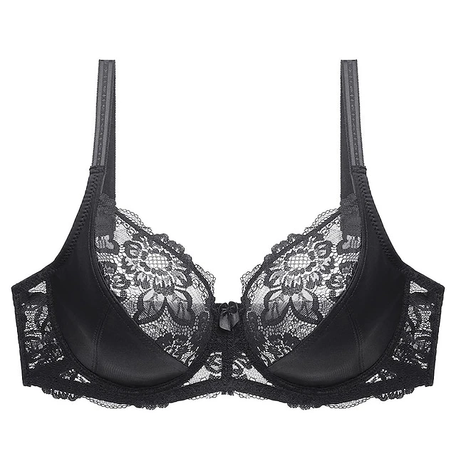Female Luxury Lace Plus Size Gathered Bra Solid Color Push Up Fashion Sexy Thin Breathable Bra 2 Female Luxury Lace Plus Size Gathered Bra Solid Color Push Up Fashion Sexy Thin Breathable Bra - Image 2