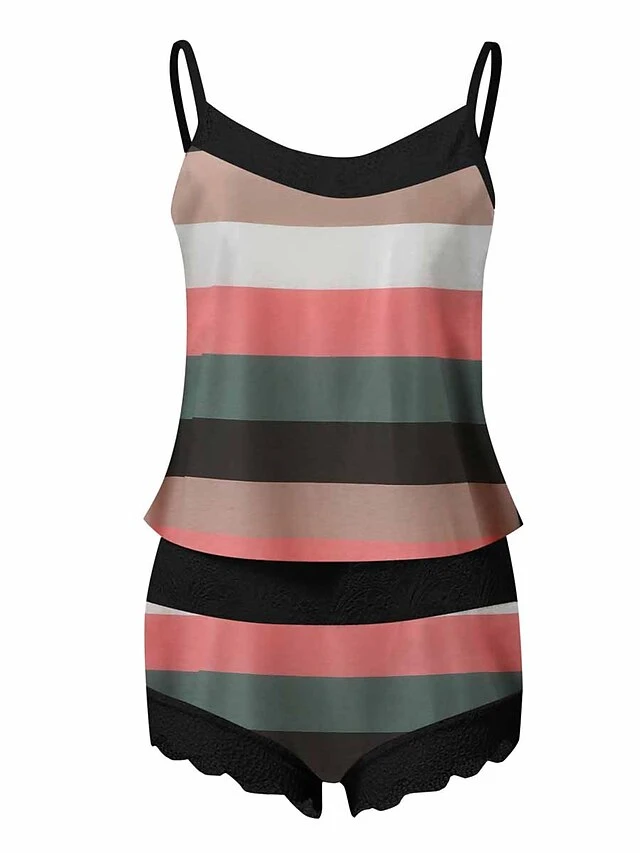 Women's Pajamas Pajama Top And Pant Sets Letter Flower Hot Casual Soft Home Daily Bed Polyester Breathable Straps Sleeveless Strap Top Shorts Summer Spring Black Pink 8 Women's Pajamas Pajama Top And Pant Sets Letter Flower Hot Casual Soft Home Daily Bed Polyester Breathable Straps Sleeveless Strap Top Shorts Summer Spring Black Pink - Image 8