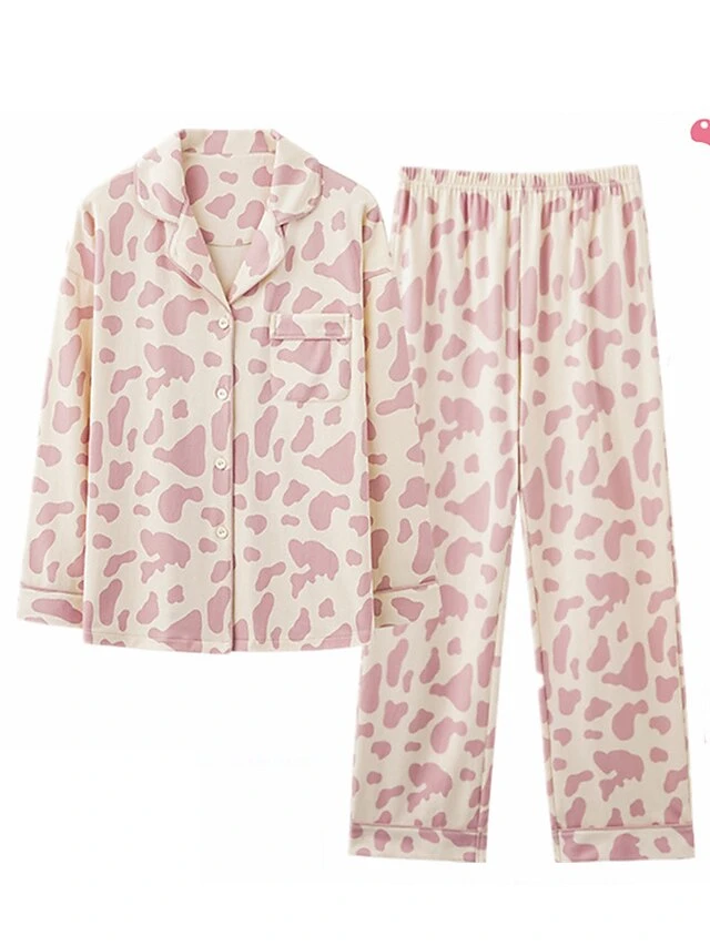 Women's Pajamas Pajama Top And Pant Sets Bear Dot Fashion Casual Soft Home Daily Bed Polyester Breathable Lapel Short Sleeve Shirt Pant Button Pocket Summer Spring Light Pink White Powder 5 Women's Pajamas Pajama Top And Pant Sets Bear Dot Fashion Casual Soft Home Daily Bed Polyester Breathable Lapel Short Sleeve Shirt Pant Button Pocket Summer Spring Light Pink White Powder - Image 5