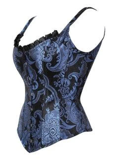 Women's Body Shaper Flower Fashion Corsets Gothic Party Halloween Going Out Polyester Breathable Straps Sleeveless Backless Summer Spring Silver Blue -Deals The Sexy Bra Store fmttnw1693295685942