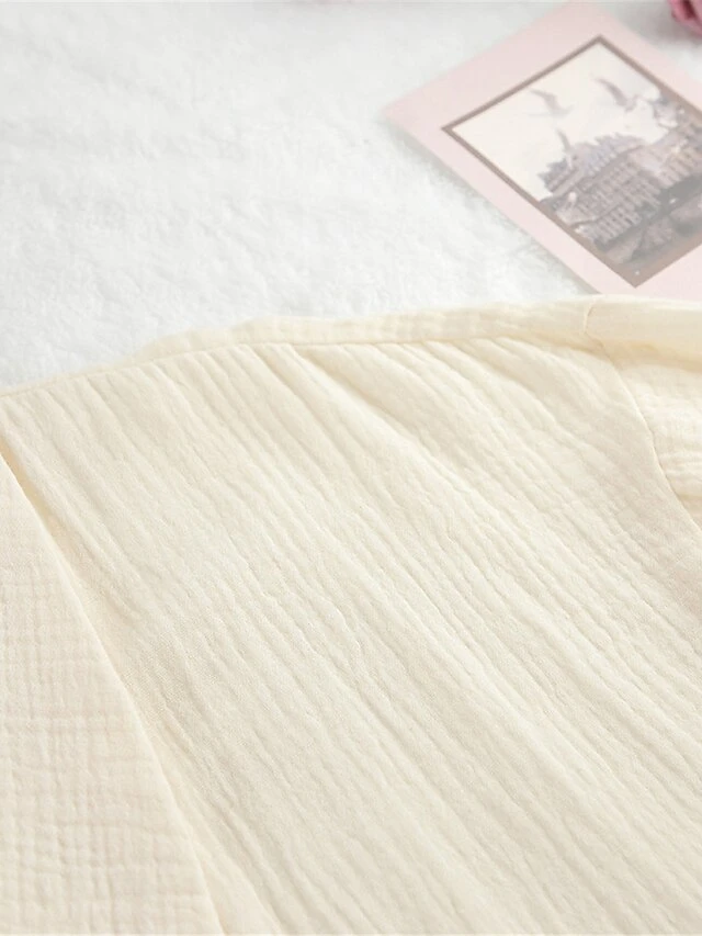 Women's Pajamas Bathrobe Robes Gown Pure Color Simple Casual Comfort Wedding Party Cotton Breathable V Wire Long Sleeve Fall Winter Beige 4 Women's Pajamas Bathrobe Robes Gown Pure Color Simple Casual Comfort Wedding Party Cotton Breathable V Wire Long Sleeve Fall Winter Beige - Image 4