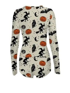 Women's Pajamas Onesie Cat Pumpkin Retro Gothic Punk & Gothic Carnival Halloween Polyester Breathable Crew Neck Long Sleeve Fall Winter Black White -Deals The Sexy Bra Store focegt1692257147973