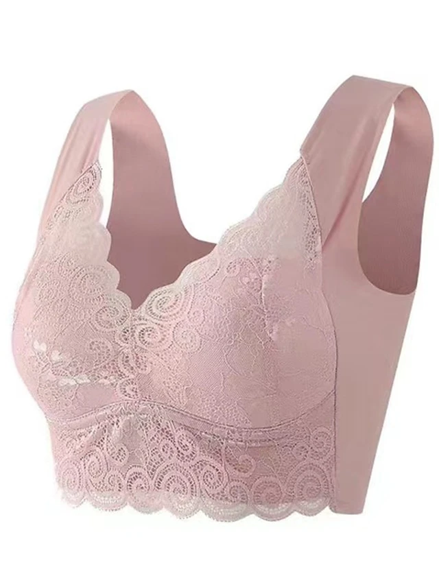 Women's Wireless Bras Padded Bras Full Coverage V Neck Breathable Push Up Lace Pure Color Pull-On Closure Date Casual Daily Nylon Sexy 1PC Black Blue / Bras & Bralettes / 1 PC 5 Women's Wireless Bras Padded Bras Full Coverage V Neck Breathable Push Up Lace Pure Color Pull-On Closure Date Casual Daily Nylon Sexy 1PC Black Blue / Bras & Bralettes / 1 PC - Image 5