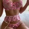 Women's Sexy Lingerie Garter 1 Set Flower Pure Color Sexy Undergarments Soft Home Bed Valentine's Day Spandex Sleeveless Embroidery Transparent Without Lining Fall Winter Pink / Buckle / Spring