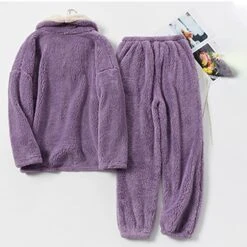 Women's Flannel Warm Pajamas Sets Nighty Pure Color Plush Fashion Comfort Home Christmas Vacation V Wire Long Sleeve Sweater Pant Elastic Waist Fall Winter Gray Purple / Lace Up 21 Women's Flannel Warm Pajamas Sets Nighty Pure Color Plush Fashion Comfort Home Christmas Vacation V Wire Long Sleeve Sweater Pant Elastic Waist Fall Winter Gray Purple / Lace Up -Deals The Sexy Bra Store fqfqlr1636702394911