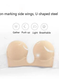 Strapless Silicone Deep U Bra Self-adhesive Gel Sticky Invisible Bra Bra Backless Dress Nude Bra -Deals The Sexy Bra Store frpgnx1656490630381