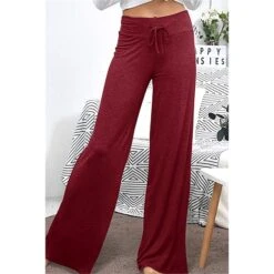Women's Loungewear Pants Nighty 1 PCS Pure Color Fashion Simple Comfort Home Daily Vacation Cotton Breathable Long Pant Elastic Waist Basic Summer Spring Black Wine -Deals The Sexy Bra Store fsmobr1644462701762
