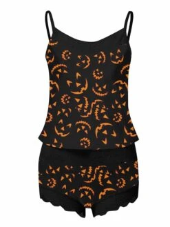 Women's Pajamas Pajama Top And Pant Sets Pumpkin Skeleton Hot Casual Soft Home Daily Bed Polyester Breathable Straps Sleeveless Strap Top Shorts Summer Spring Black White 20 Women's Pajamas Pajama Top And Pant Sets Pumpkin Skeleton Hot Casual Soft Home Daily Bed Polyester Breathable Straps Sleeveless Strap Top Shorts Summer Spring Black White -Deals The Sexy Bra Store fuexav1678856755457