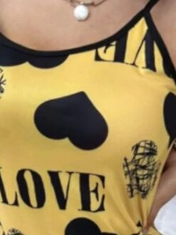 Women's Plus Size Pajamas Nightgown Dress Heart Letter Fashion Casual Soft Home Daily Bed Polyester Breathable Straps Sleeveless Backless Spring Summer Yellow Red -Deals The Sexy Bra Store fuvezr1673429073563