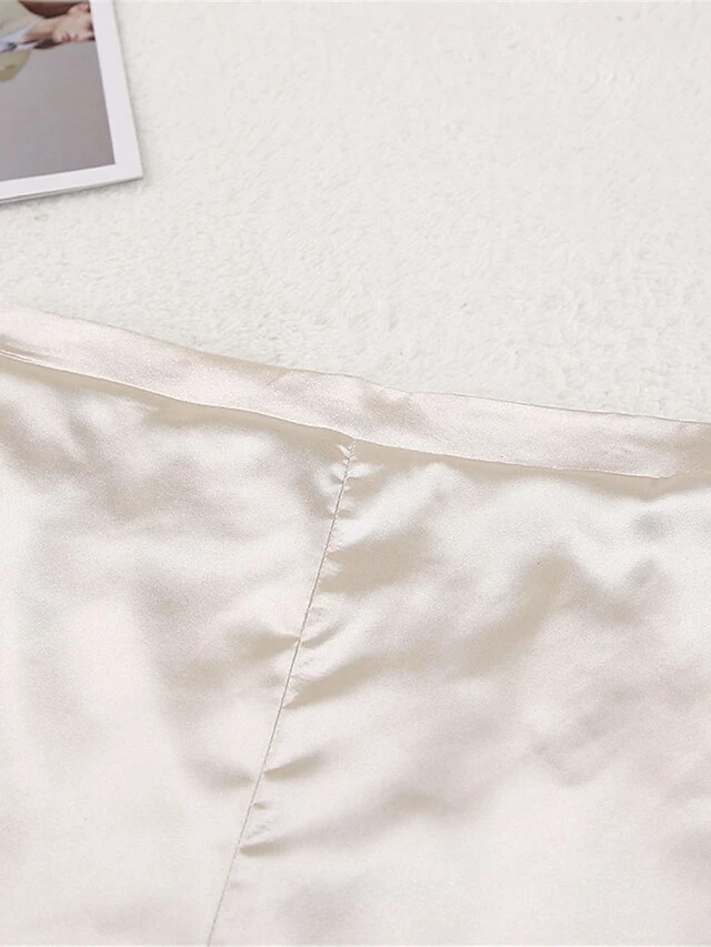 Women's Pajamas Pajama Top And Pant Sets Pure Color Simple Casual Soft Home Daily Bed Satin Breathable Lapel Long Sleeve Shirt Shorts Spring Summer Black White 15 Women's Pajamas Pajama Top And Pant Sets Pure Color Simple Casual Soft Home Daily Bed Satin Breathable Lapel Long Sleeve Shirt Shorts Spring Summer Black White - Image 15