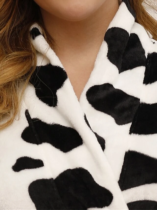 Women's Plus Size Pajamas Robe Bathrobe Dot Color Combo Plush Casual Comfort Home Daily Bed Flannel Warm V Wire Long Sleeve Pocket Fall Winter White Pink 8 Women's Plus Size Pajamas Robe Bathrobe Dot Color Combo Plush Casual Comfort Home Daily Bed Flannel Warm V Wire Long Sleeve Pocket Fall Winter White Pink - Image 8