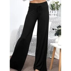 Women's Loungewear Pants Nighty 1 PCS Pure Color Fashion Simple Comfort Home Daily Vacation Cotton Breathable Long Pant Elastic Waist Basic Summer Spring Black Wine -Deals The Sexy Bra Store fxvgcq1644462704314