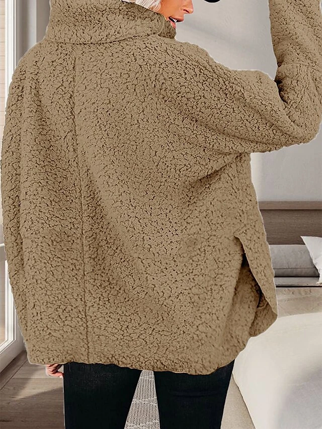 Women's Fleece Turtle Neck Lounge Top Pure Color Casual Comfort Home Street Daily Sherpa Warm Breathable Stand Collar Long Sleeve Pullover Pocket Fall Winter Black Pink 9 Women's Fleece Turtle Neck Lounge Top Pure Color Casual Comfort Home Street Daily Sherpa Warm Breathable Stand Collar Long Sleeve Pullover Pocket Fall Winter Black Pink - Image 9