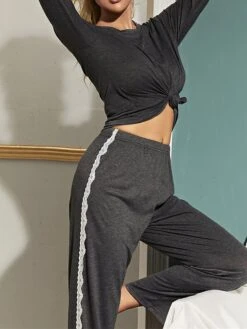 Women's Loungewear Sets Patchwork Fashion Comfort Soft Home Daily Bed Polyester Warm Breathable Crew Neck Long Sleeve Pullover Pant Fall Winter Dark Gray 10 Women's Loungewear Sets Patchwork Fashion Comfort Soft Home Daily Bed Polyester Warm Breathable Crew Neck Long Sleeve Pullover Pant Fall Winter Dark Gray -Deals The Sexy Bra Store gadfdf1693986228898
