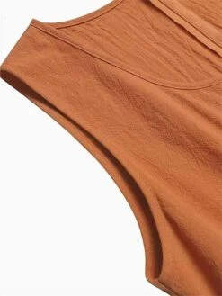 Women's Loungewear Nightshirt Dress Pure Color Fashion Casual Soft Home Street Daily Cotton Breathable Crew Neck Sleeveless Dress Pocket Summer Spring Army Green Orange -Deals The Sexy Bra Store gbwooo1679970580971