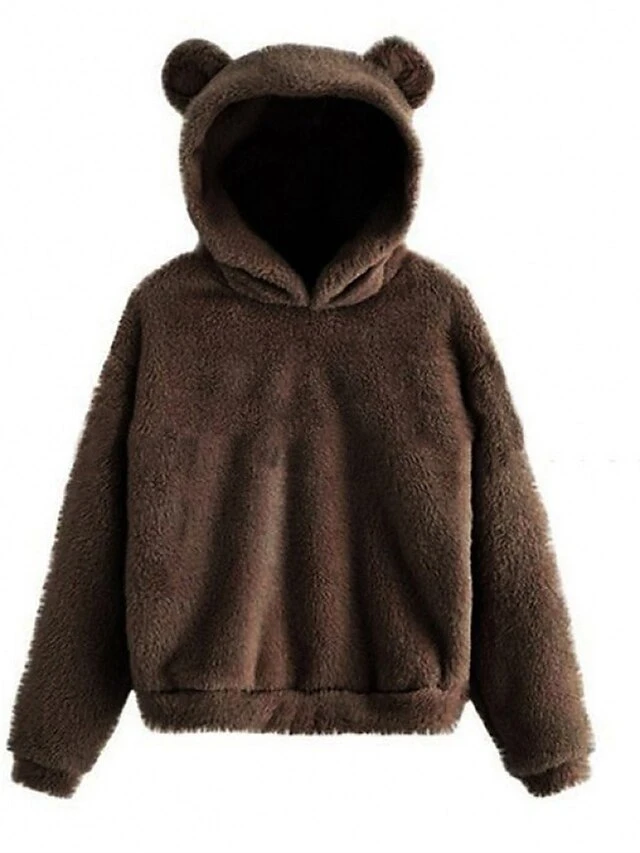 Women's Hoodie Fleece Lounge Top 3D Ear Pure Color Warm Fashion Plush Home Street Daily Polar Warm Breathable Long Sleeve Hoodie Fall Winter Claret Leather Pink 13 Women's Hoodie Fleece Lounge Top 3D Ear Pure Color Warm Fashion Plush Home Street Daily Polar Warm Breathable Long Sleeve Hoodie Fall Winter Claret Leather Pink - Image 13