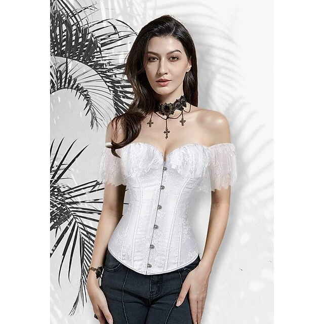 Women's Corsets Halloween Country Bavarian Overbust Corset Tummy Control Push Up Lace Lace Jacquard Pure Color Hook & Eye Lace Up Cotton Polyester Christmas Wedding Party Birthday Party Fall 14 Women's Corsets Halloween Country Bavarian Overbust Corset Tummy Control Push Up Lace Lace Jacquard Pure Color Hook & Eye Lace Up Cotton Polyester Christmas Wedding Party Birthday Party Fall - Image 14